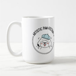 Taza De Café Encantador esbozo de caniche con Beret Azul