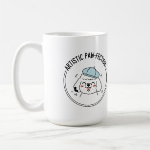 Taza De Café Encantador esbozo de caniche con Beret Azul