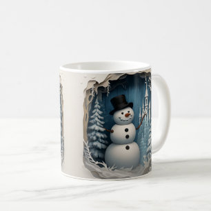 Taza de café encantador hombre de nieve de inviern