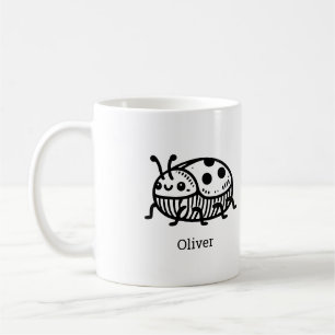 Taza De Café Encantador Ilustracion de escarabajo a mano