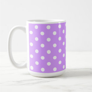 Taza De Café Encantador Lavanda Y Lunares Blancos