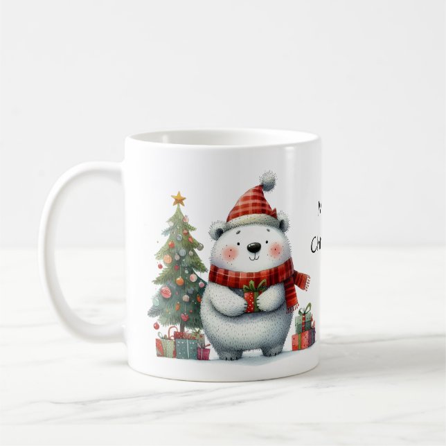 Taza De Café Encantador oso polar Feliz Navidad (Izquierda)