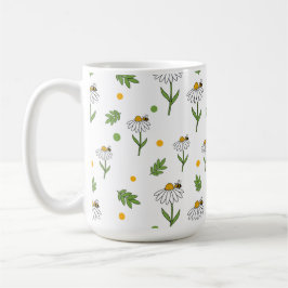 Taza De Café Encantador patrón continuo de margarita y abeja