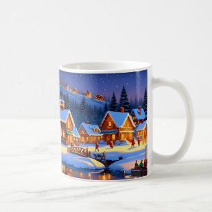 Taza De Café Encantador pueblo cubierto de nieve Invierno de Ma