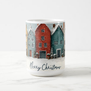Taza De Café Encantador pueblo nevado "Feliz Navidad"