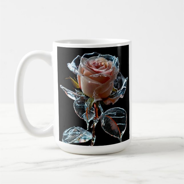 Taza De Café "Encantador Rosa de hielo: Una Flor de vidrio tran (Izquierda)