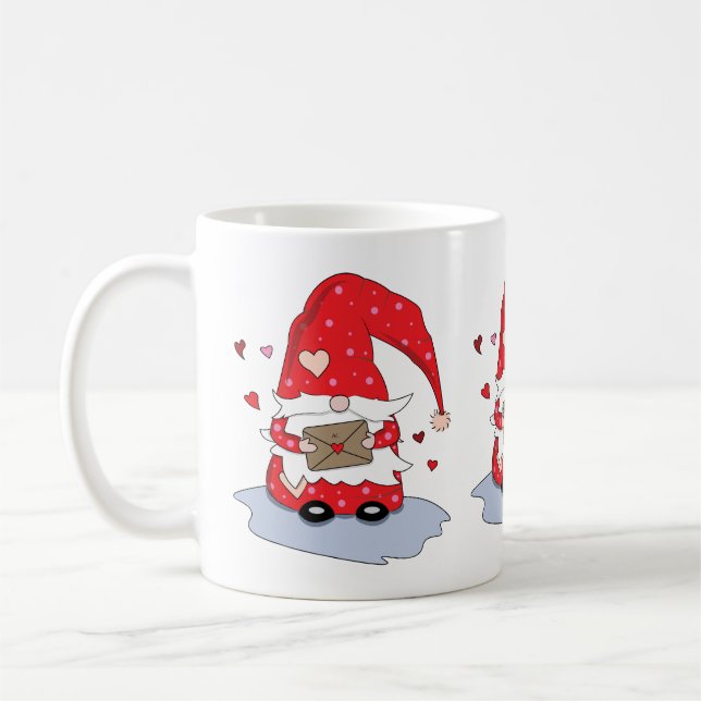 Taza De Café Encantador trapo clásico del gnomo rojo (Izquierda)