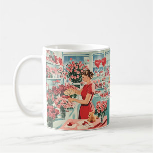 Taza De Café Encantadora escena de la tienda de flores de época