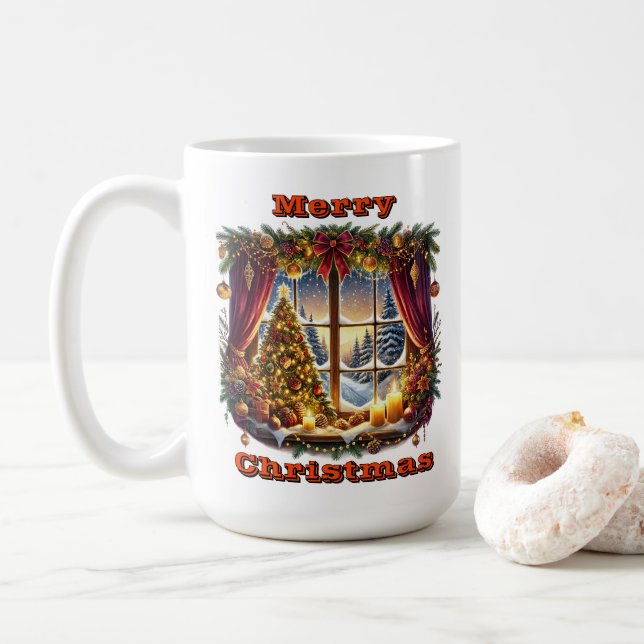 Taza De Café Encantadora escena forestal de Navidades (Con donut)