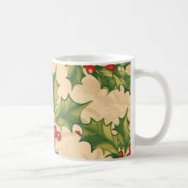 Taza De Café Encantadoras hojas verdes Holly con bayas rojas
