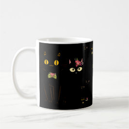 Taza De Café Encantadores ojos amarillos de gato negro