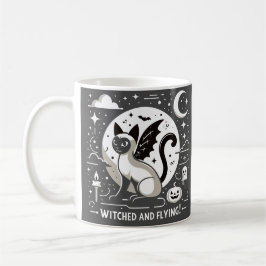Taza De Café Encanto de Halloween: Gato siamés en vuelo caprich