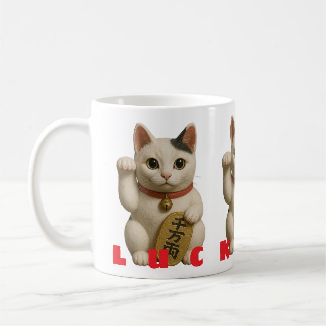 Taza De Café Encanto de un gato suertudo japonés (Izquierda)