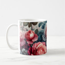 Taza De Café Encanto Floral Rosa Atemporal