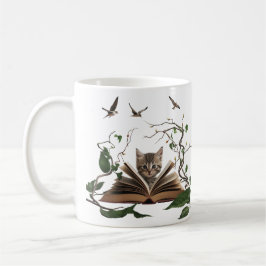 Taza De Café Enchanted Bookworm Kitten Coffee Mug 