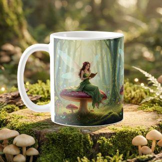 Taza De Café Enchanted Day Fairy Reading a Book Puzzle