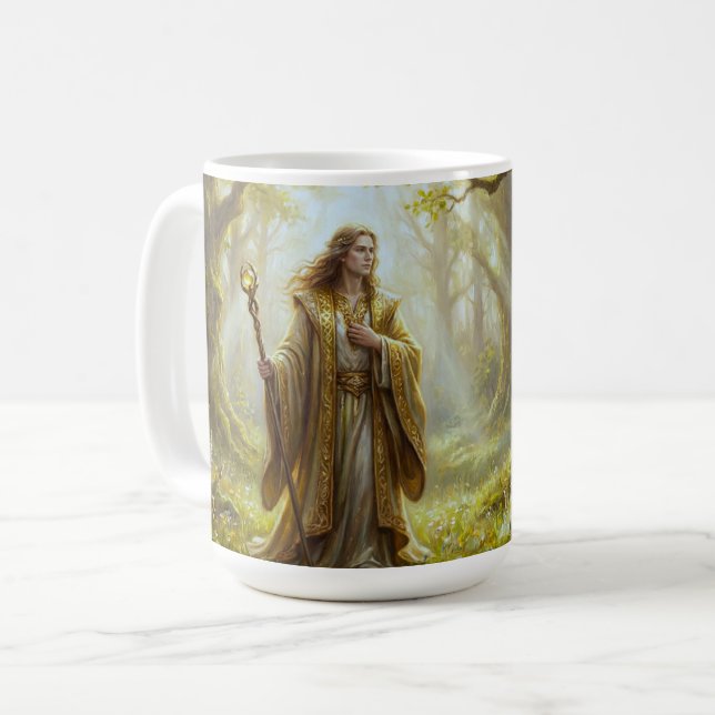 Taza De Café  Enchanted Woodland Wizard Fantasy Art (Anverso izquierdo)