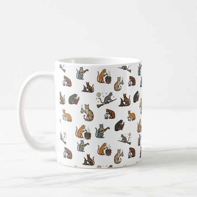 Taza De Café Enchanting Witchy Cats - Magical Feline Adventure (Izquierda)