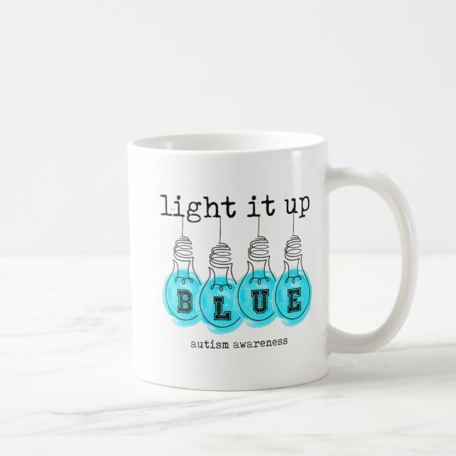Taza De Café Enciende el autismo azul Conciencia de la camiseta (Derecha)