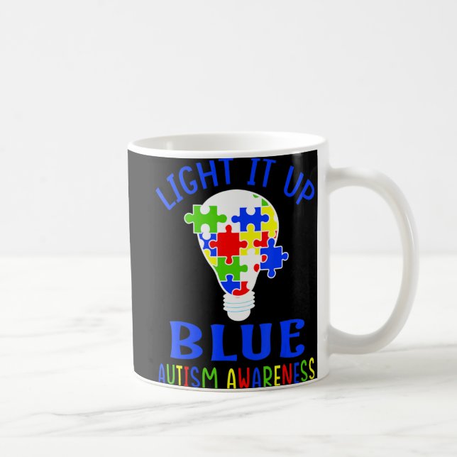 Taza De Café Enciende el autismo azul Conciencia del rompecabez (Derecha)
