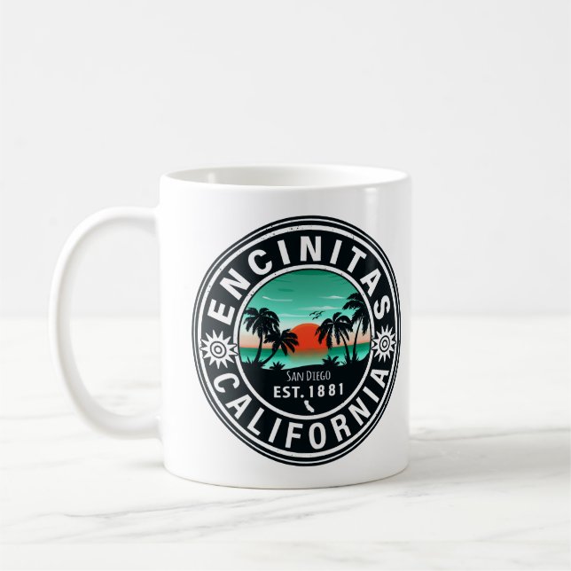 Taza De Café Encinitas California Retro Sunset Souvenirs 80 (Izquierda)