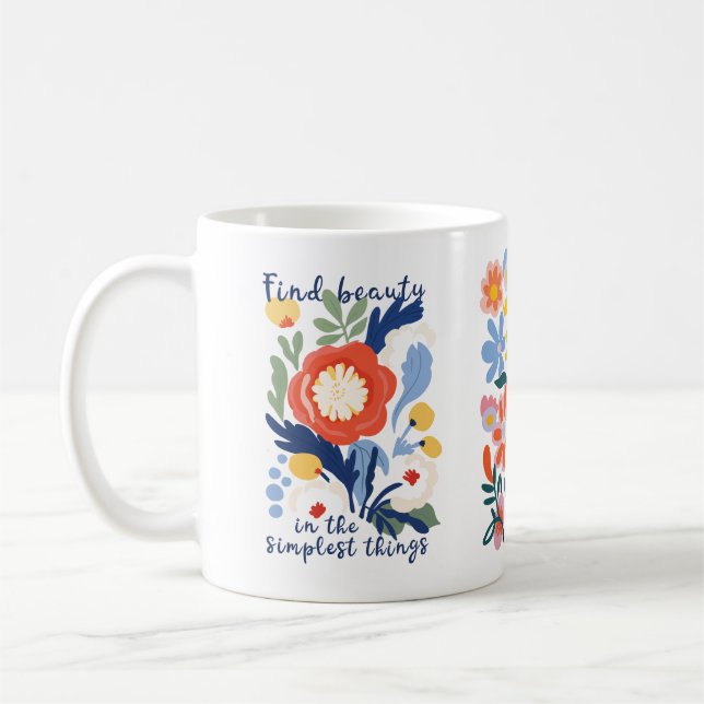 Taza De Café Encuentra el tazón floral de belleza (Izquierda)