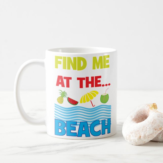 Taza De Café Encuéntrame En Las Vacaciones Tropicales Del Océan (Con donut)
