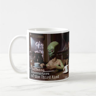 Taza De Café Encuentros de cafeína de extranjeros retro de terc