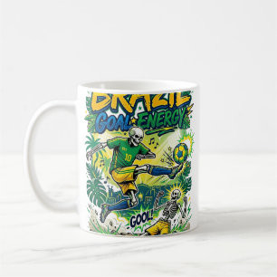 Taza De Café Energía de Gol de Brasil Esqueleto Delantero Nacio