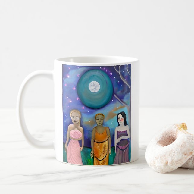 Taza De Café Energía de la Luna | Artesanía celeste (Con donut)