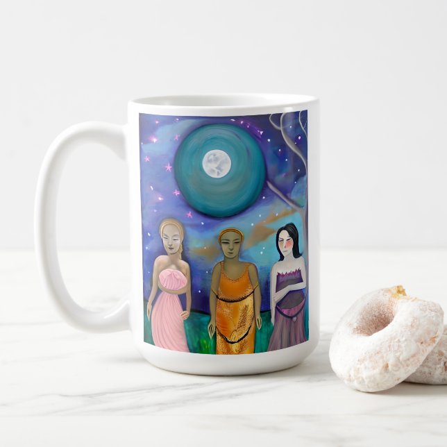 Taza De Café Energía de la Luna | Artesanía celeste (Con donut)