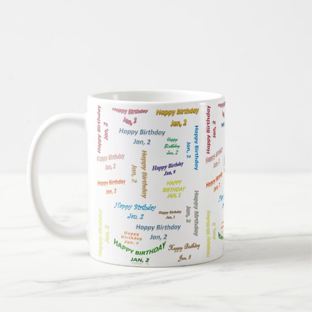 Taza De Café Enero, 2 cumpleaños Mug (Izquierda)