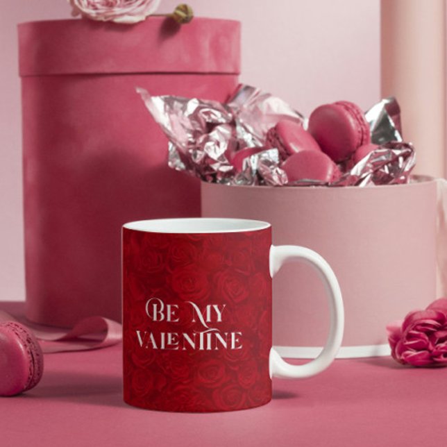 Taza De Café Énfasis en las bandas de oro rojas románticas (Subido por el creador)