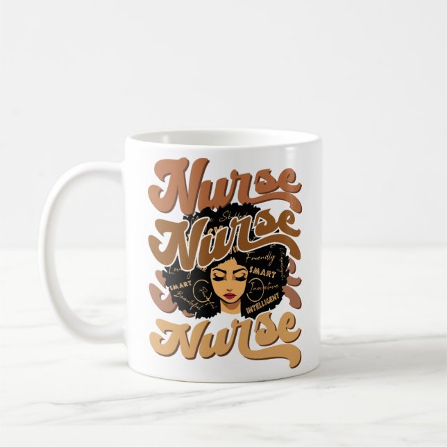 Taza De Café Enfermera afroamericana afroamericana de mujer neg (Izquierda)