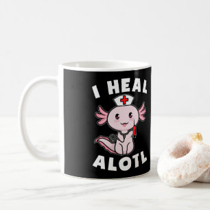 Taza De Café Enfermera Axolotl I Curar Alotl Kawaii