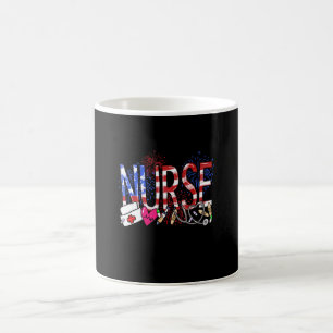 Taza De Café Enfermera Bandera Americana Us Estetoscopio Médico