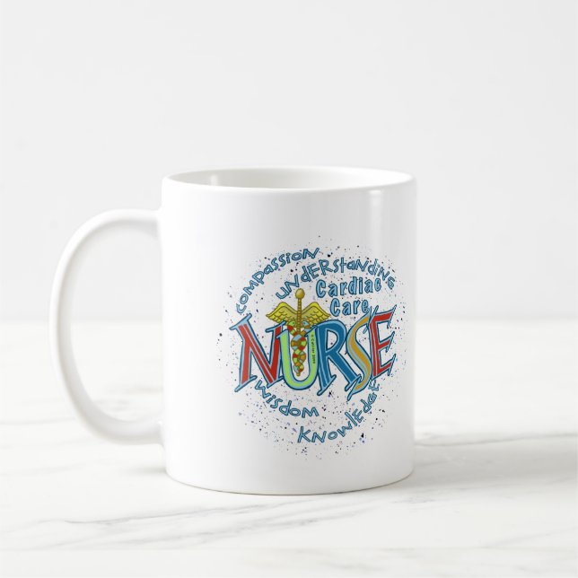 Taza De Café Enfermera cardiaca Motto (Izquierda)