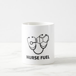 Taza De Café Enfermera Combustible Molécula de Cafeína Estetosc