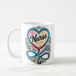 Taza De Café Enfermera Corazón Estetoscopio Diseño de Grabado V