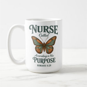 Taza De Café Enfermera Cristiana Romans 8:28 Mariposa Fe