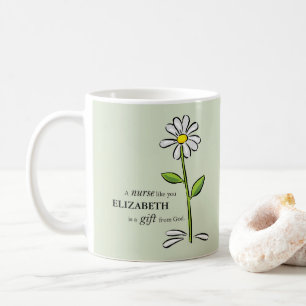 Taza De Café Enfermera Cumpleaños Religiosa Verde Daisy Persona