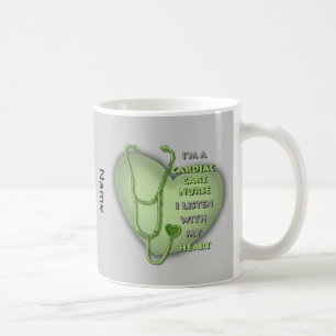 Taza De Café enfermera de cuidados cardíacos Green Heart