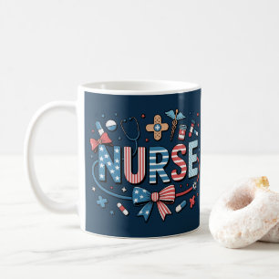 Taza De Café Enfermera de la Bandera Patriótica Americana