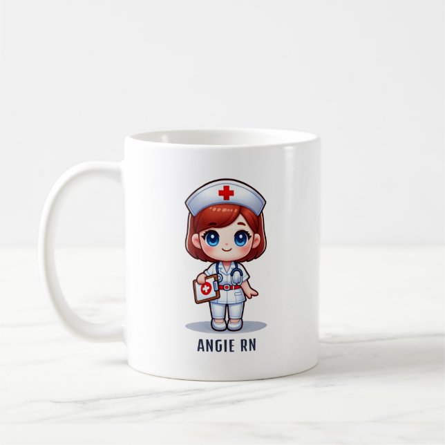 Taza De Café Enfermera de manga con Personalizado de ojos azule (Izquierda)