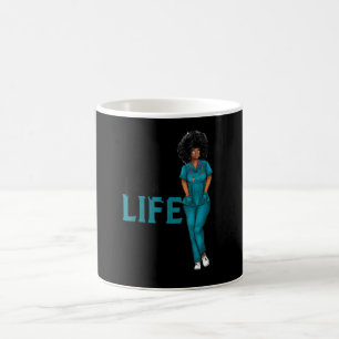 Taza De Café Enfermera de matorrales azul oscuro vida de enferm
