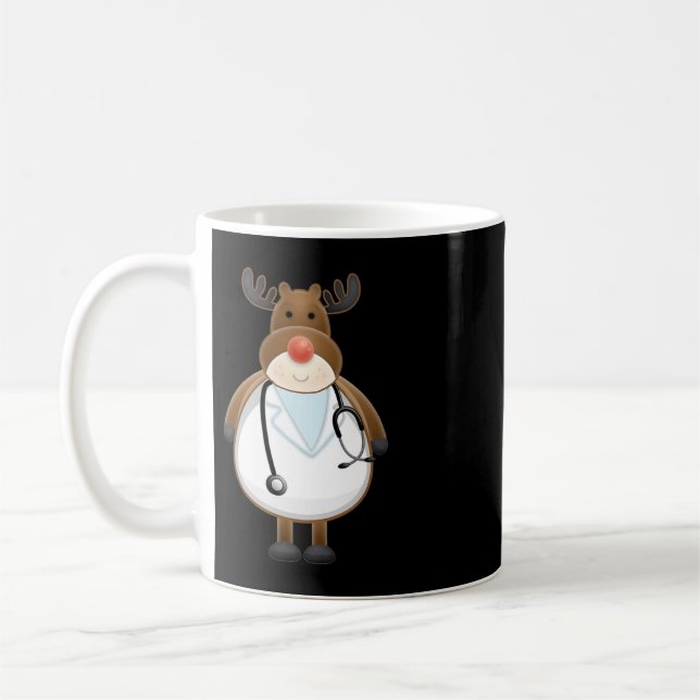 Taza De Café Enfermera de renos con estetioscopio  (Izquierda)