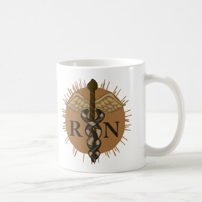 Taza De Café Enfermera de RN Caduceo (Derecha)