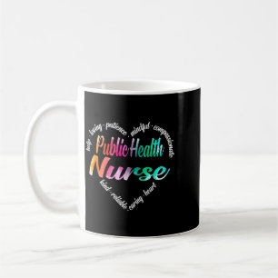 Taza De Café Enfermera de Salud Pública Nube de Palabras Corazó