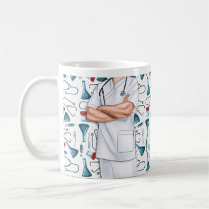 Taza De Café Enfermera de sexo masculino: hongos blancos y café