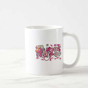Taza De Café Enfermera de Stethoscope rosa con cuidado de cánce